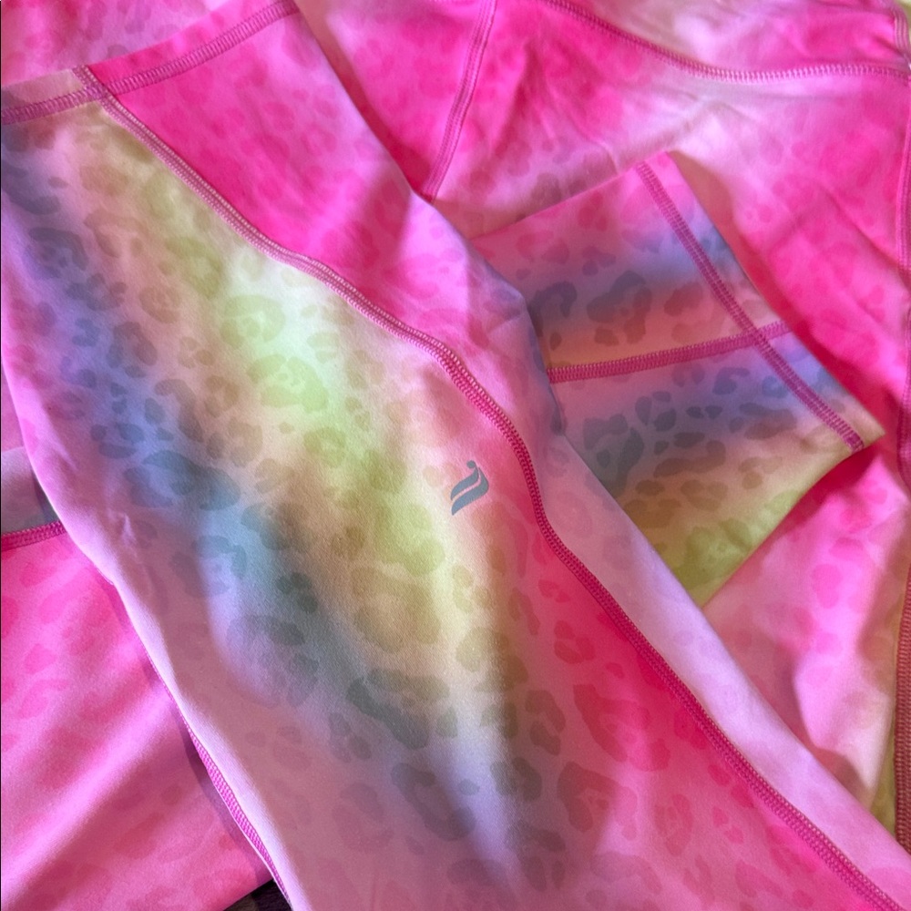 Fabletics Neon Pink Multicolor Leopard-Print Legg… - image 9